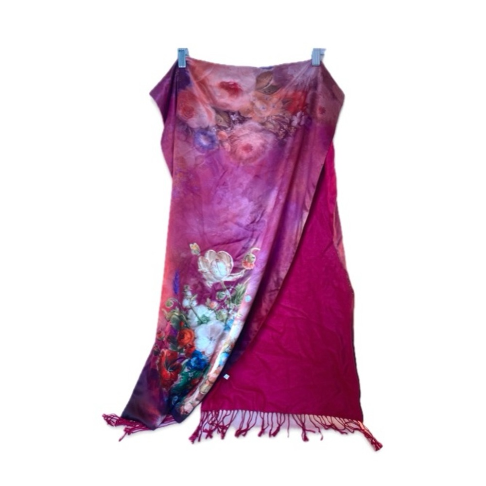 Silk Two Layer Large Scarf Floral Story of Shanghai - Picture 3 of 4